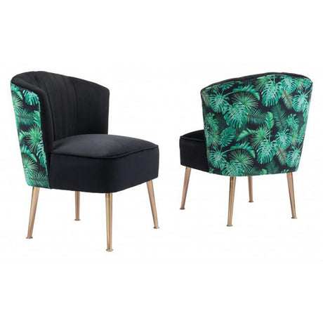 Zuo Tonya Accent Chair Black, Gold & Tropical Print