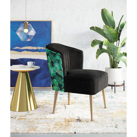 Zuo Tonya Accent Chair Black, Gold & Tropical Print