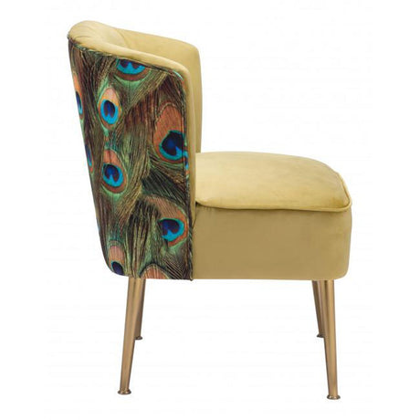 Zuo Tabitha Accent Chair Green, Gold & Peacock Print