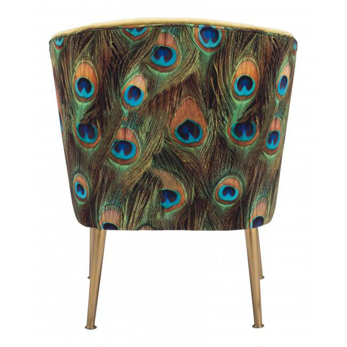 Zuo Tabitha Accent Chair Green, Gold & Peacock Print