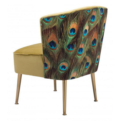 Zuo Tabitha Accent Chair Green, Gold & Peacock Print