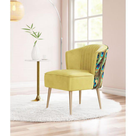 Zuo Tabitha Accent Chair Green, Gold & Peacock Print