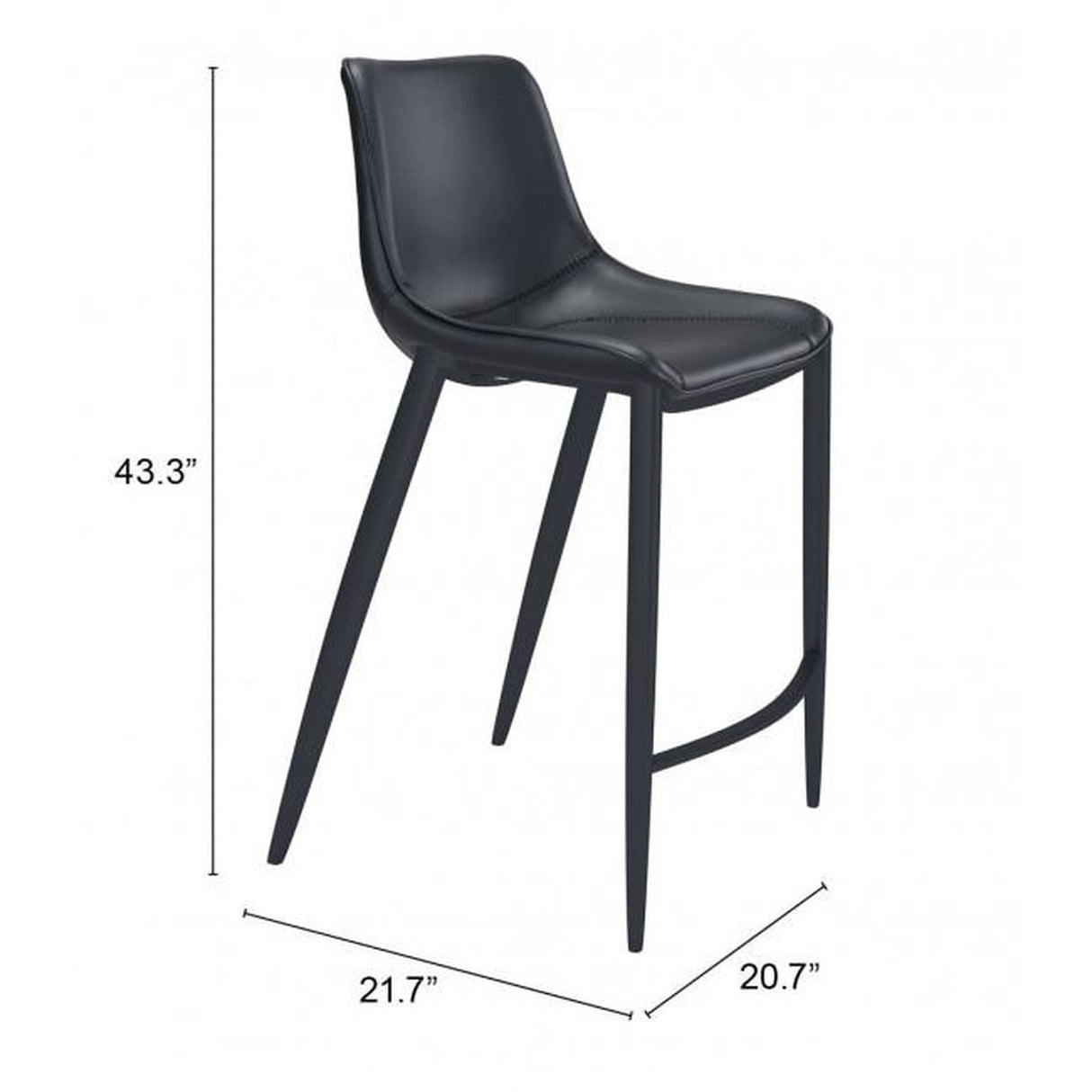 Zuo Magnus Bar Chair Black - Set Of 2