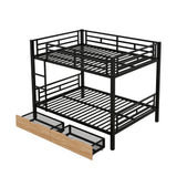 Metal Full Size Convertible Bunk Bed with 2 Drawers, Black(Expected Arrival Time: 9.18)