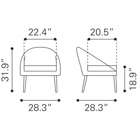 Zuo Cruise Chair Accent Gray