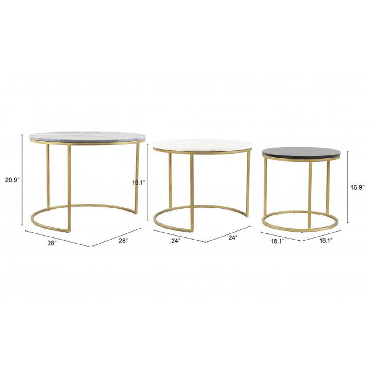 Zuo Franco Nesting Coffee Table Brass