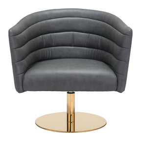 Justin Accent Chair Swivel Vinyl Upholstery & Brushed Base | Zuo Modern