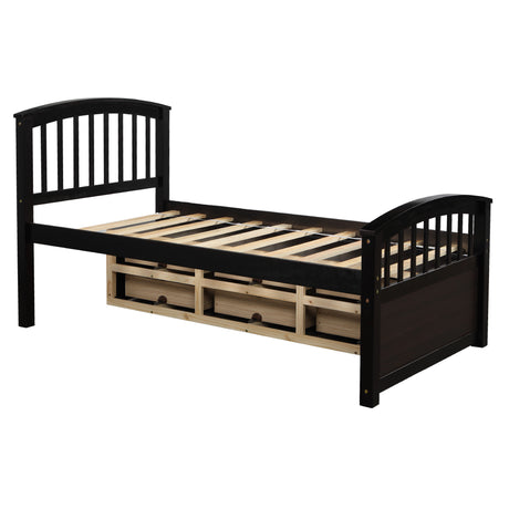 Orisfur. Twin Size Platform Storage Bed Solid Wood Bed with 6 Drawers - Home Elegance USA