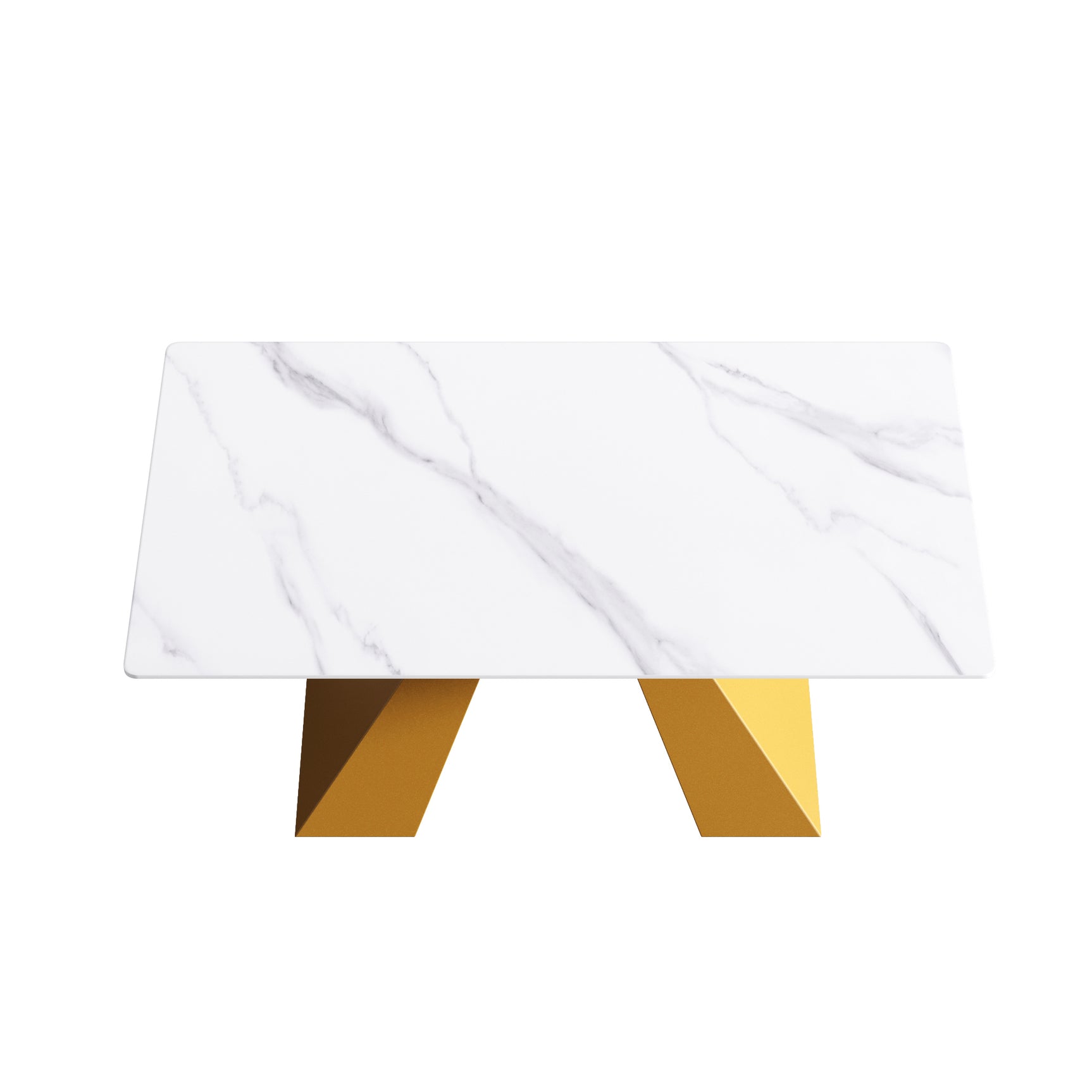 63"Modern artificial stone white straight edge golden metal leg dining table - 6 people - W1535S00079 - image - 5