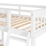 Twin over Full L-Shaped Bunk Bed With 3 Drawers, Ladder and Staircase - White - Home Elegance USA