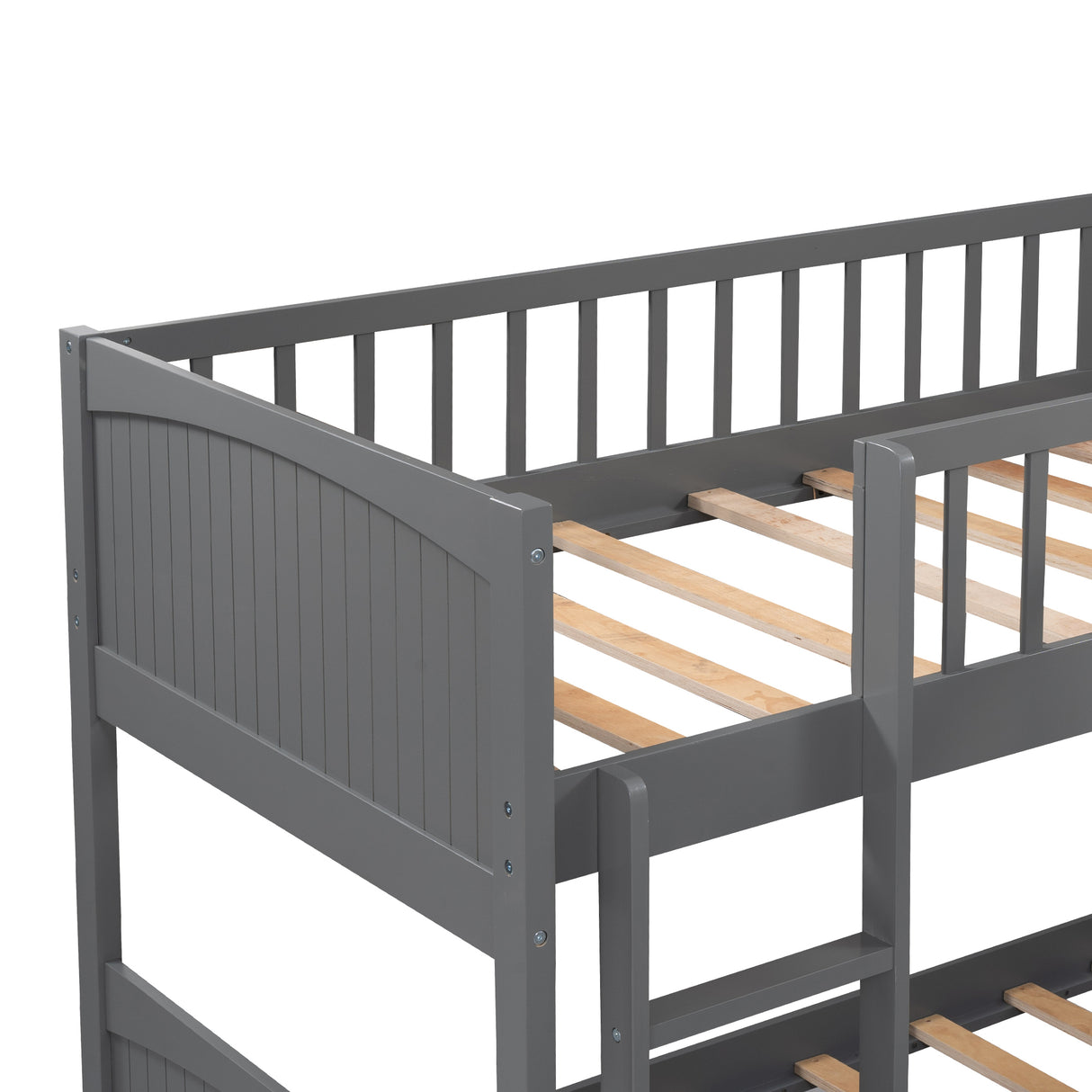 Twin Size Bunk Bed with a Loft Bed attached, with Two Drawers,Gray - Home Elegance USA