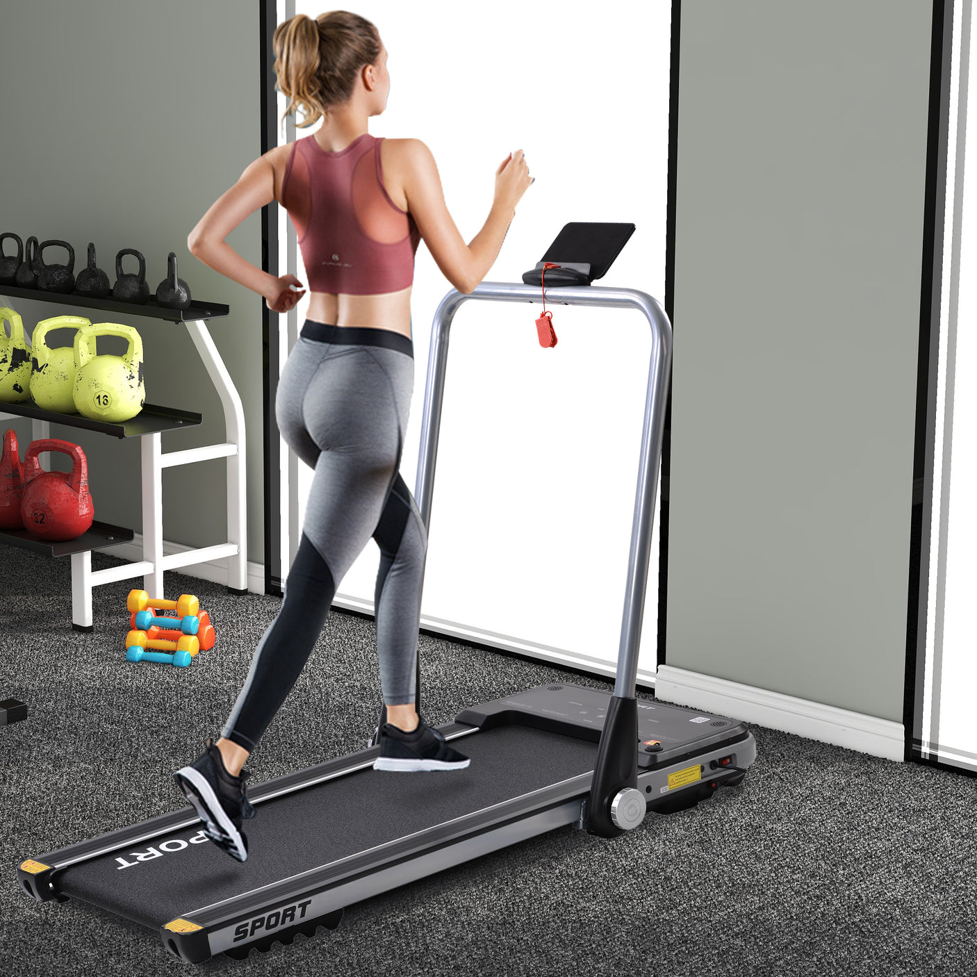 2.5HP Horizontally Foldable Electric Treadmill Motorized Running Machine ,Silver