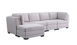 Kristin Light Gray Linen Fabric Reversible Sectional Sofa with Ottoman - Home Elegance USA