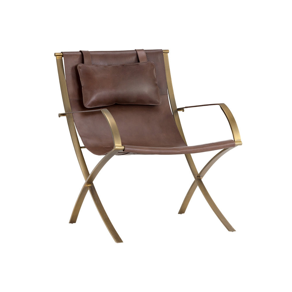 Willis Lounge Chair - Brown Leather - Home Elegance USA