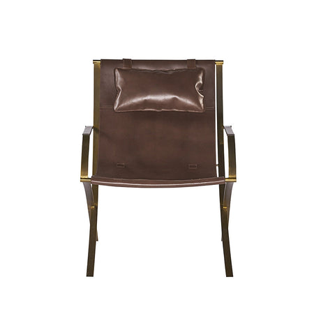 Willis Lounge Chair - Brown Leather - Home Elegance USA