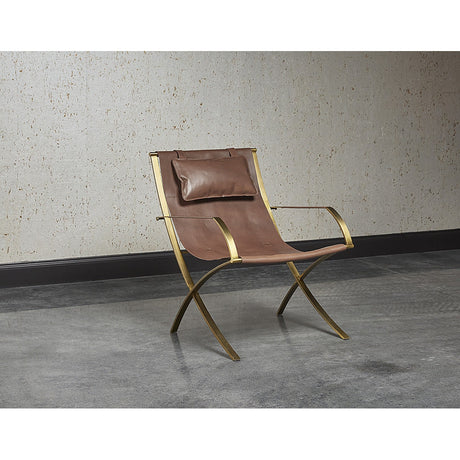 Willis Lounge Chair - Brown Leather - Home Elegance USA