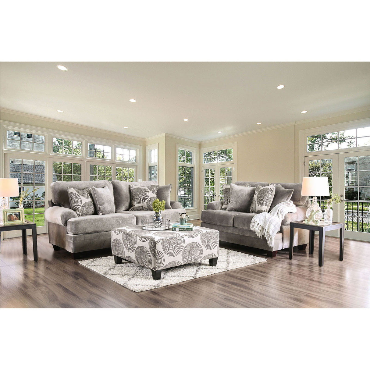 Bonaventura - Sofa & Loveseat - Gray / Pattern | Home Elegance USA