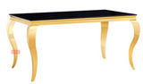LUXRY DINING TABLE  COFFE TABLE BLACK GLASS GOLD METAL LEGS 15090 - Home Elegance USA
