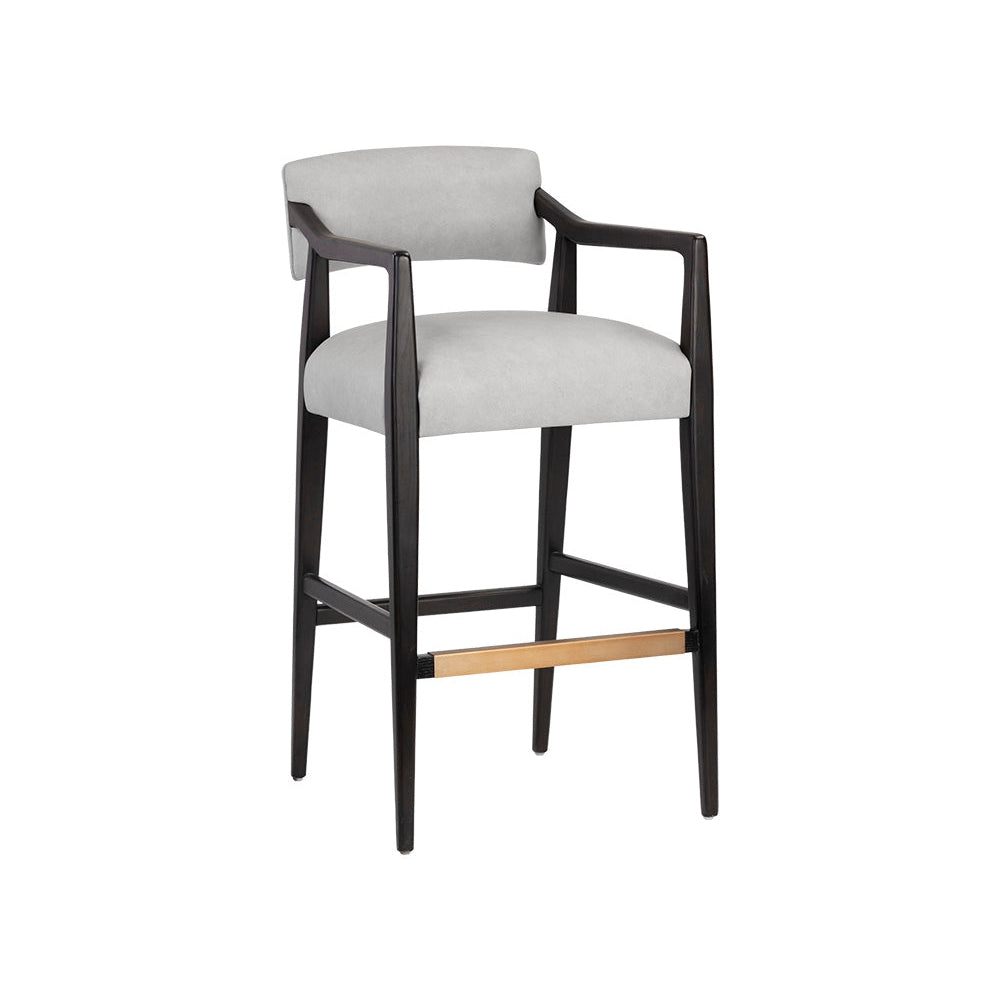 Keagan Barstool - Saloon Light Grey Leather - Home Elegance USA