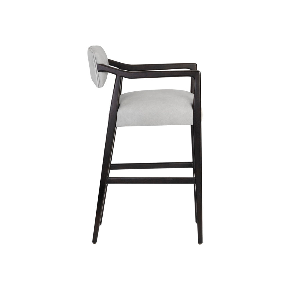 Keagan Barstool - Saloon Light Grey Leather - Home Elegance USA