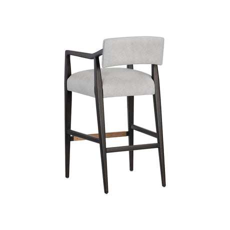 Keagan Barstool - Saloon Light Grey Leather - Home Elegance USA