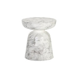 Lucida End Table - Marble Look - White - Home Elegance USA