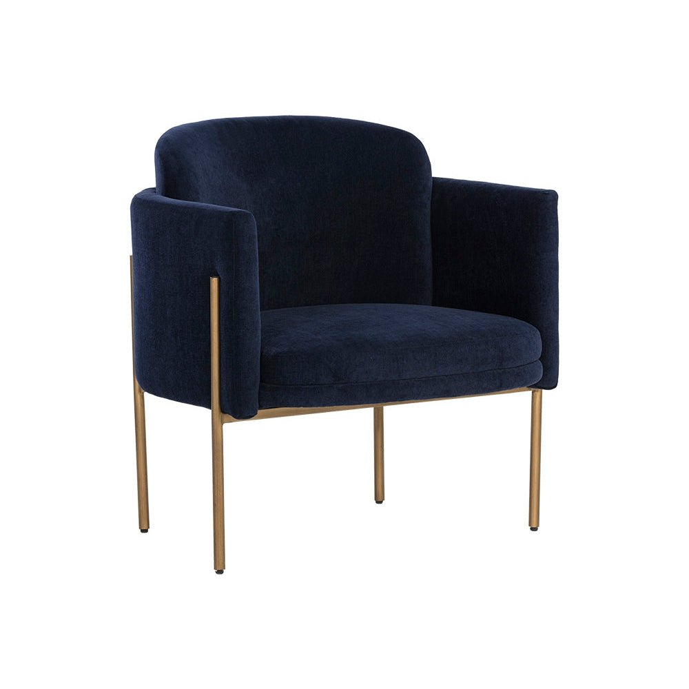 Richie Lounge Chair - Antique Brass - Danny Navy - Home Elegance USA