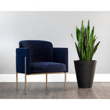 Richie Lounge Chair - Antique Brass - Danny Navy - Home Elegance USA