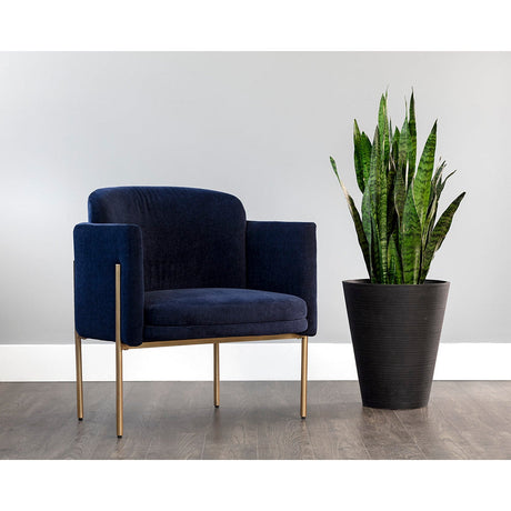 Richie Lounge Chair - Antique Brass - Danny Navy - Home Elegance USA