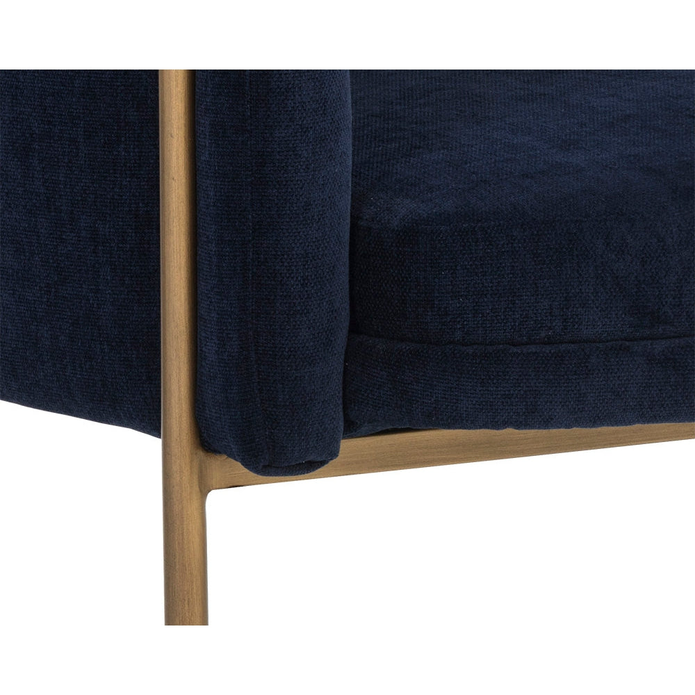 Richie Lounge Chair - Antique Brass - Danny Navy - Home Elegance USA