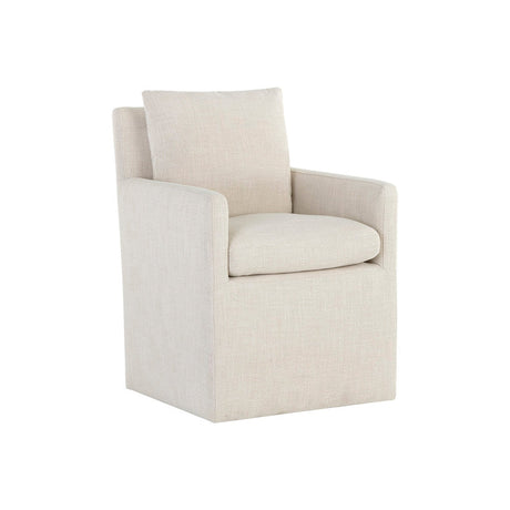 Glenrose Wheeled Dining Armchair - Effie Linen - Home Elegance USA