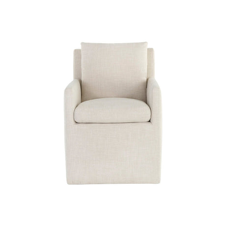 Glenrose Wheeled Dining Armchair - Effie Linen - Home Elegance USA