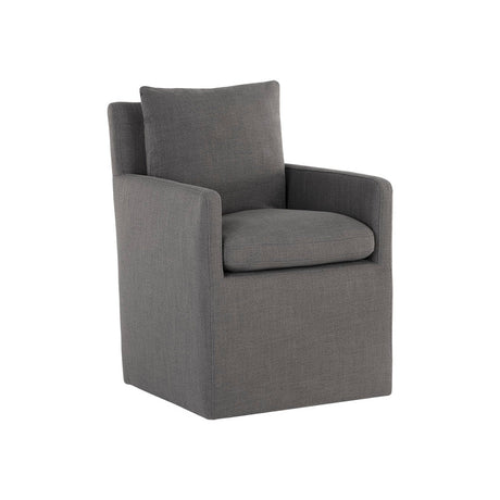 Glenrose Wheeled Dining Armchair - Effie Linen - Home Elegance USA