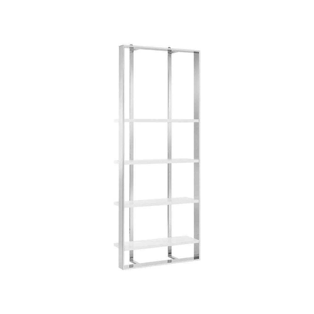 Dalton Bookcase - Stainless Steel - High Gloss White | Sunpan - SUNPAN - 107051 - Home Elegance USA - 1