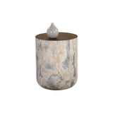 Diaz End Table - Marble Look - Antique Brass - Home Elegance USA