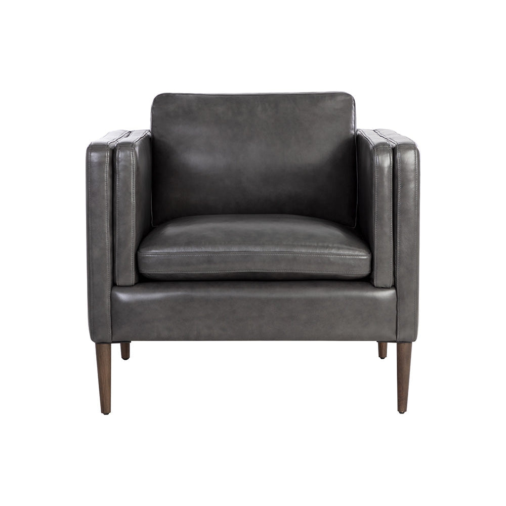 Richmond Armchair - Brentwood Charcoal Leather - Home Elegance USA