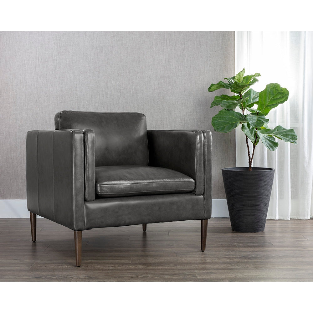 Richmond Armchair - Brentwood Charcoal Leather - Home Elegance USA