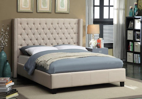 Meridian Furniture - Ashton Linen Queen Bed In Beige - Ashtonbeige-Q