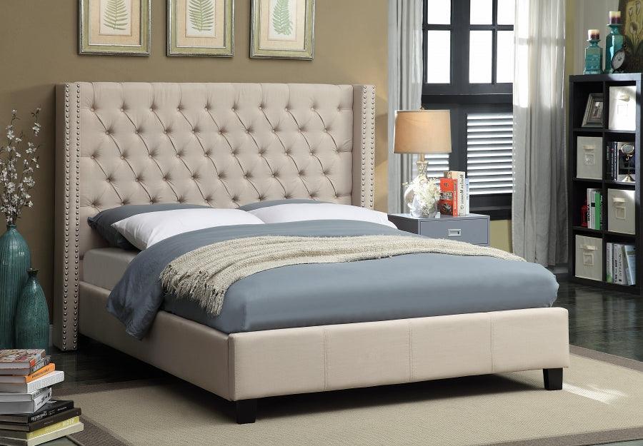 Meridian Furniture - Ashton Linen King Bed In Beige - Ashtonbeige-K