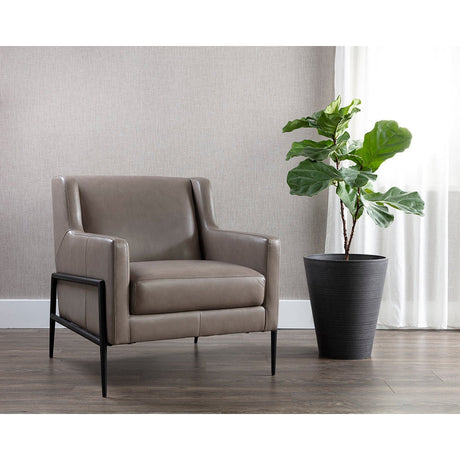 Talula Lounge Chair - Alpine Grey Leather - Home Elegance USA