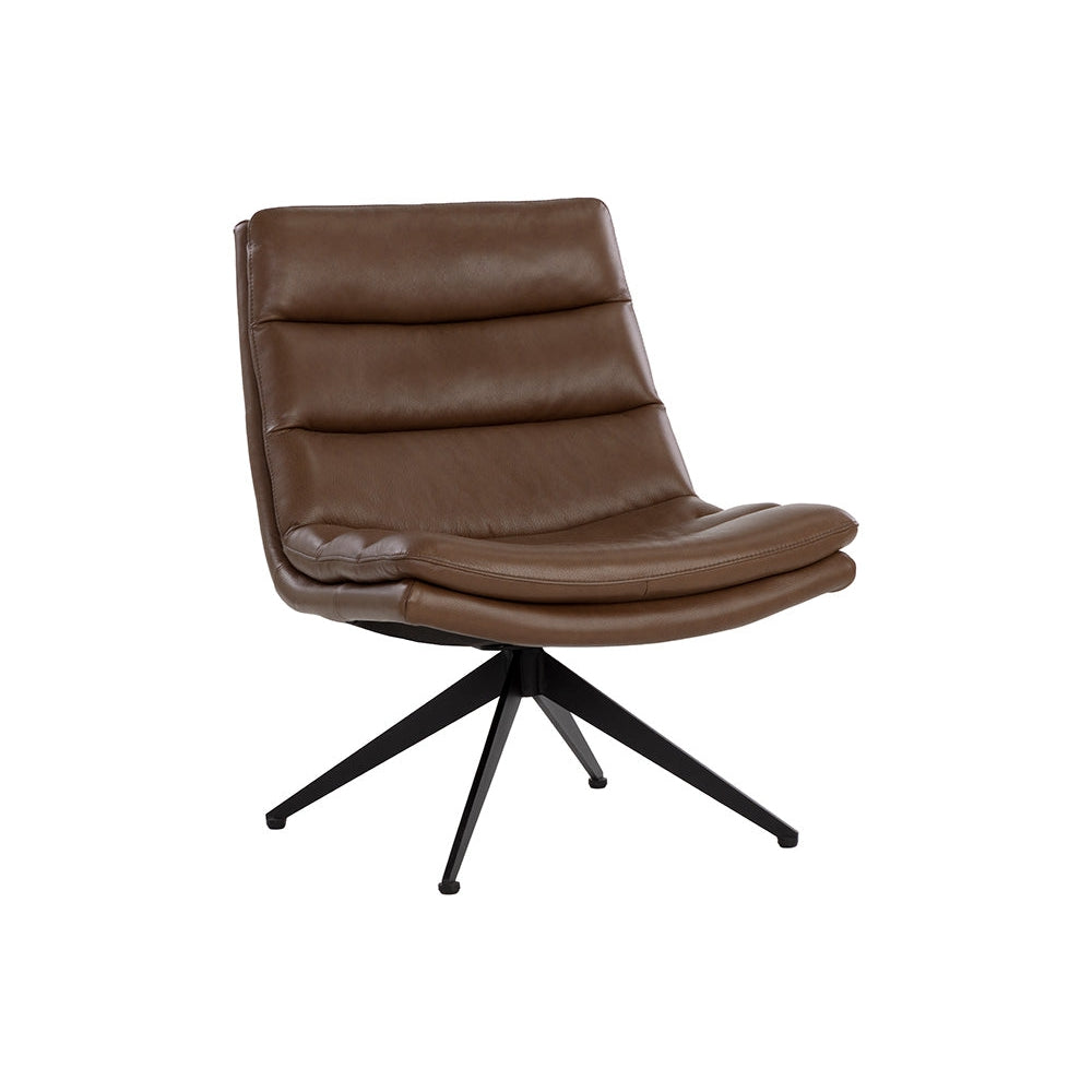 Keller Swivel Lounge Chair - Missouri Mahogany Leather - Home Elegance USA