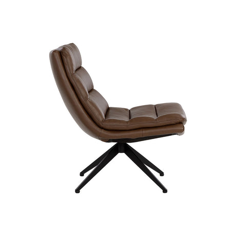 Keller Swivel Lounge Chair - Missouri Mahogany Leather - Home Elegance USA