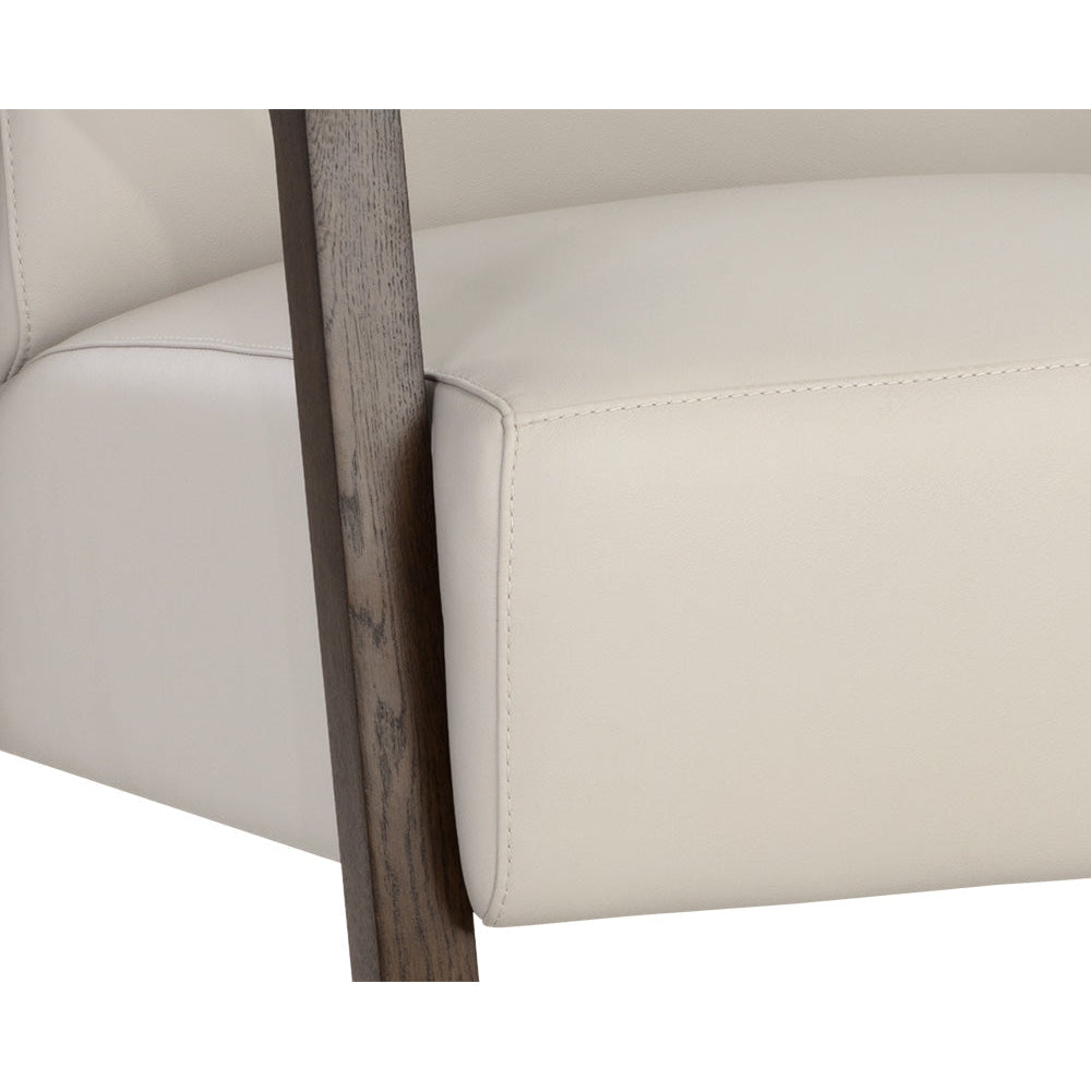 Neymar Lounge Chair - Linea Light Grey Leather - Home Elegance USA