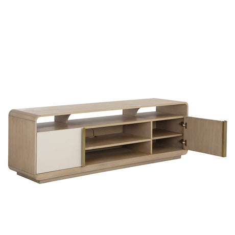 Kayden Media Console And Cabinet - Cream Shagreen - Home Elegance USA