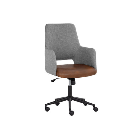 Ian Office Chair - Bravo Cognac / Salt And Pepper Tweed - Home Elegance USA