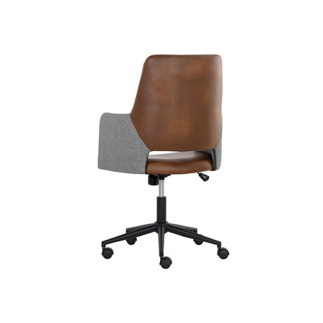 Ian Office Chair - Bravo Cognac / Salt And Pepper Tweed - Home Elegance USA