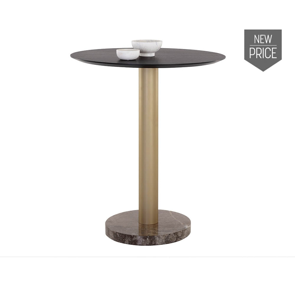 Monaco Bar Table - Gold - Grey Marble / Charcoal Grey - Home Elegance USA