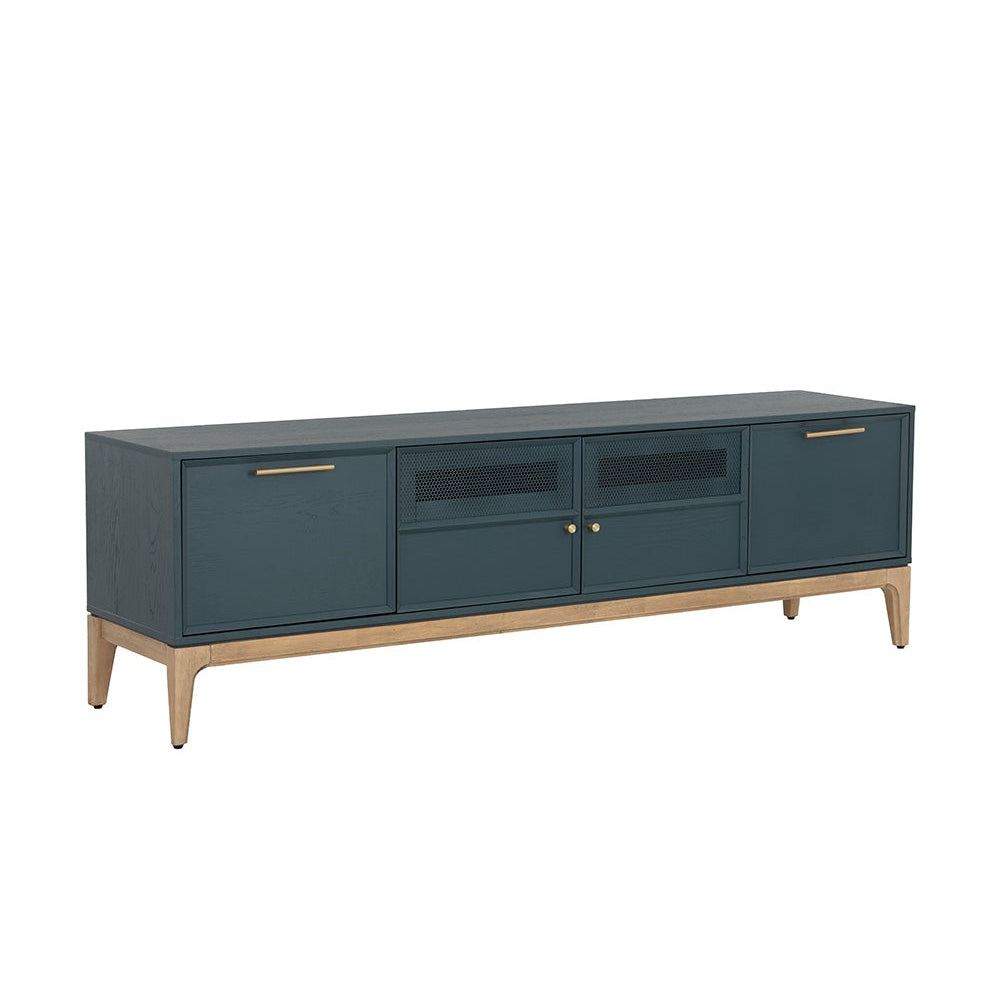 Rivero Media Console And Cabinet - Teal - Home Elegance USA