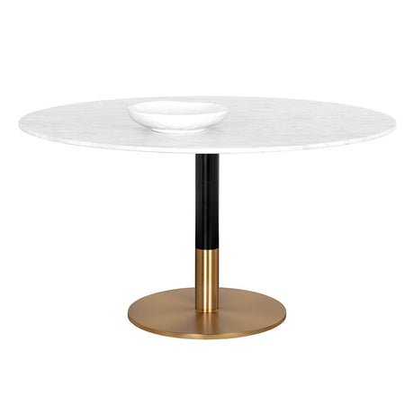 Massie Dining Table - White Marble - Home Elegance USA