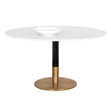 Massie Dining Table - White Marble - Home Elegance USA